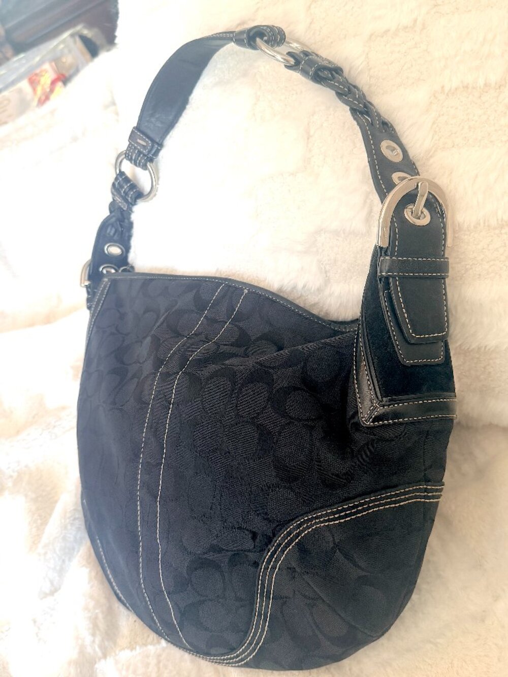 Y2K Vintage Coach Soho Signature Hobo bag, Silver Hardware, Excellent Cond.